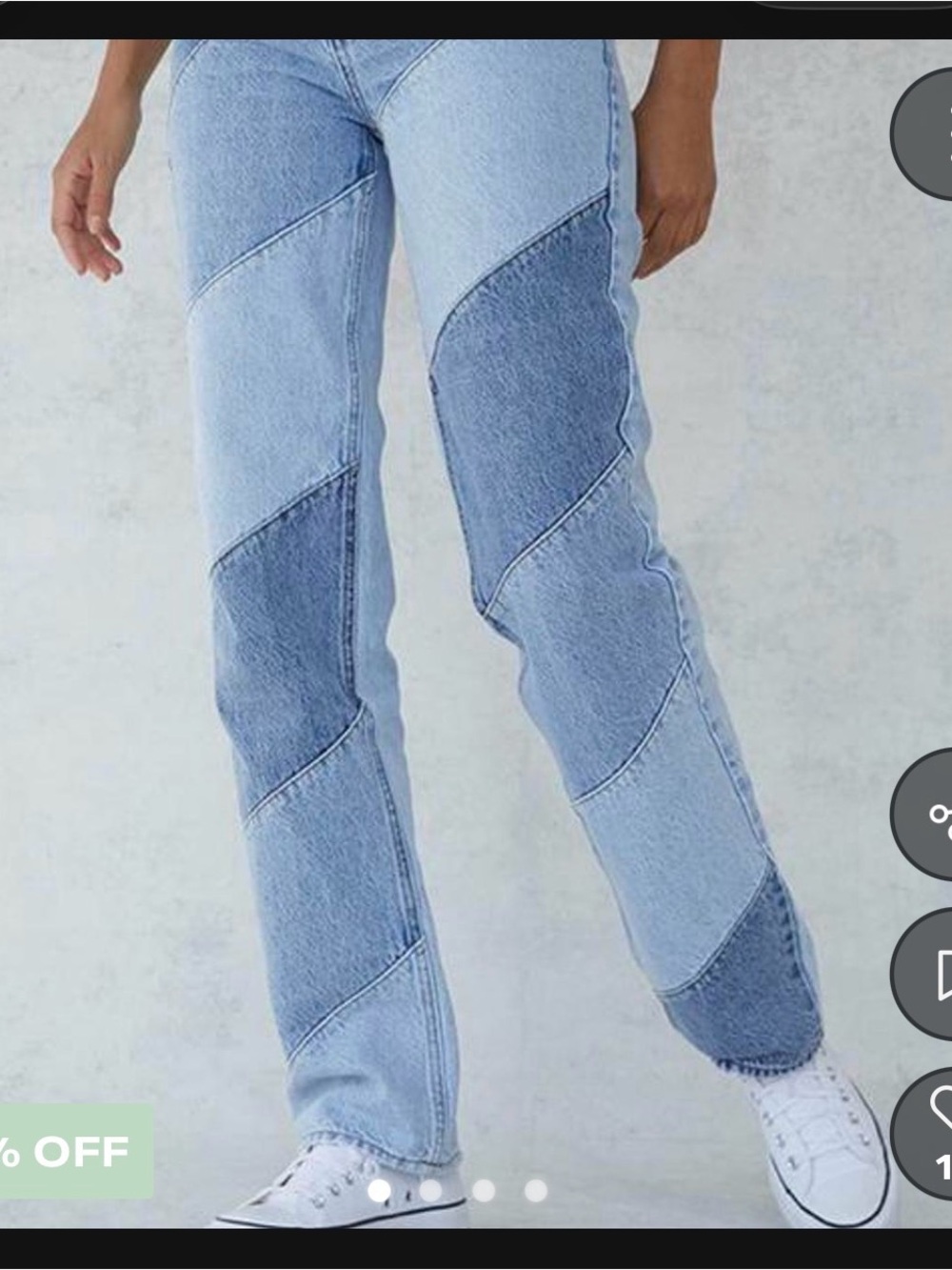 PacSun Two-Tone Light Blue Patchwork Straight Leg Jeans